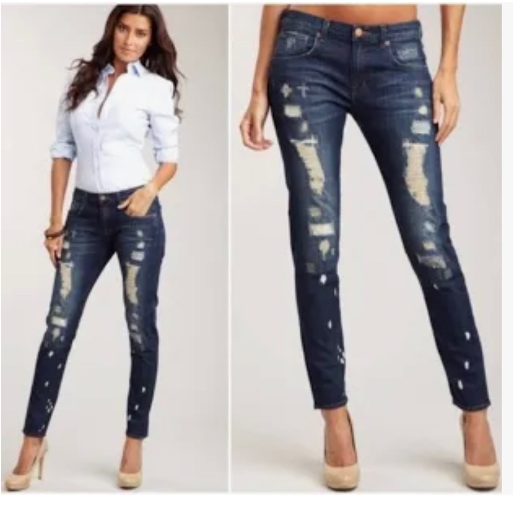 J Brand Womens Dk Shredder Distressed Skinny Jeans 27 Blue